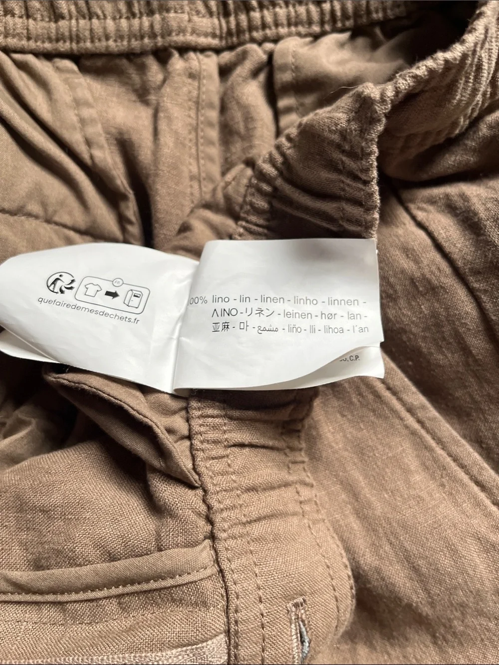 Zara Men’s Linen-Blend Drawstring Chinos — Light Tan
